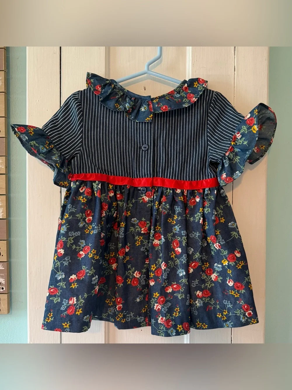 Toddler Girls’ Bonnie Jean Navy Floral Dress with Red Bow - NWT - Size: 2T